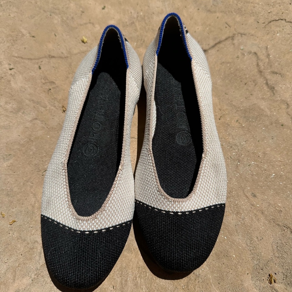 Rothy's Black and Cream Flats Timeless Two-Tone Design